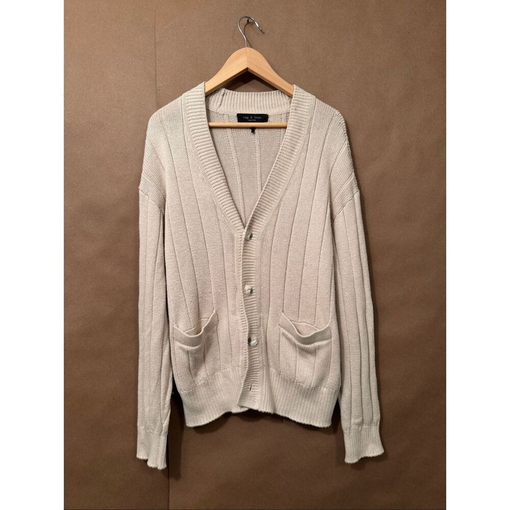 Unisex Rag & Bone Cream Cardigan Cotton/Silk Blend